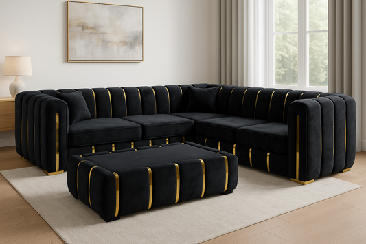 Majestic Black & Gold Corner Sofa